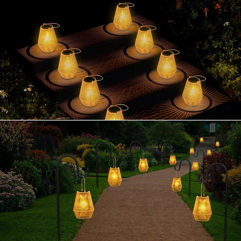 Handwoven Solar-Powered Waterproof Garden Lamps