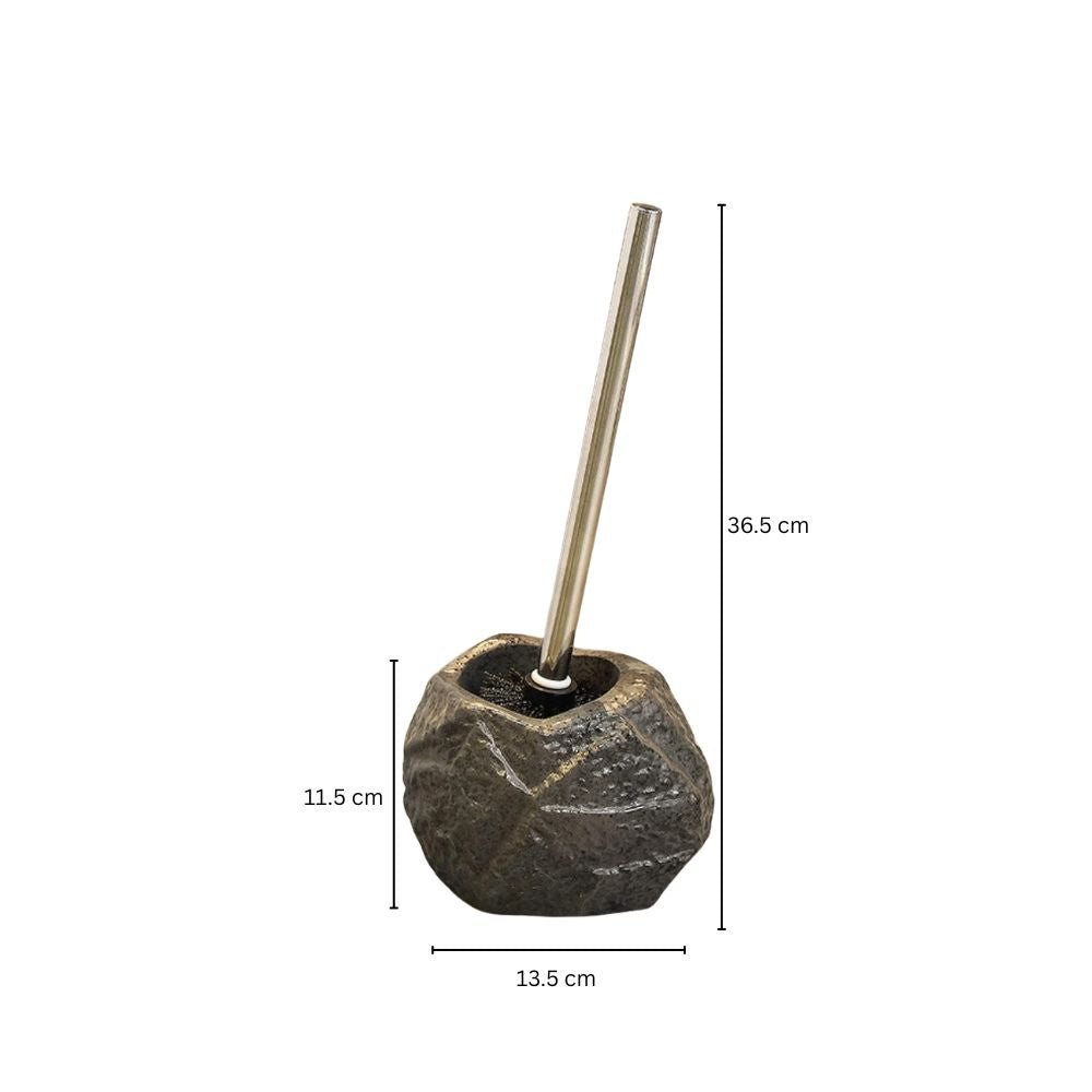 Stone-Inspired Ceramic Toilet Brush with Holder