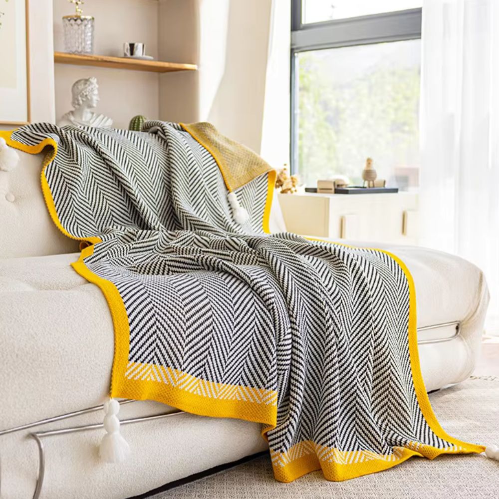 Golden Chevron Lightweight Throw Blanket