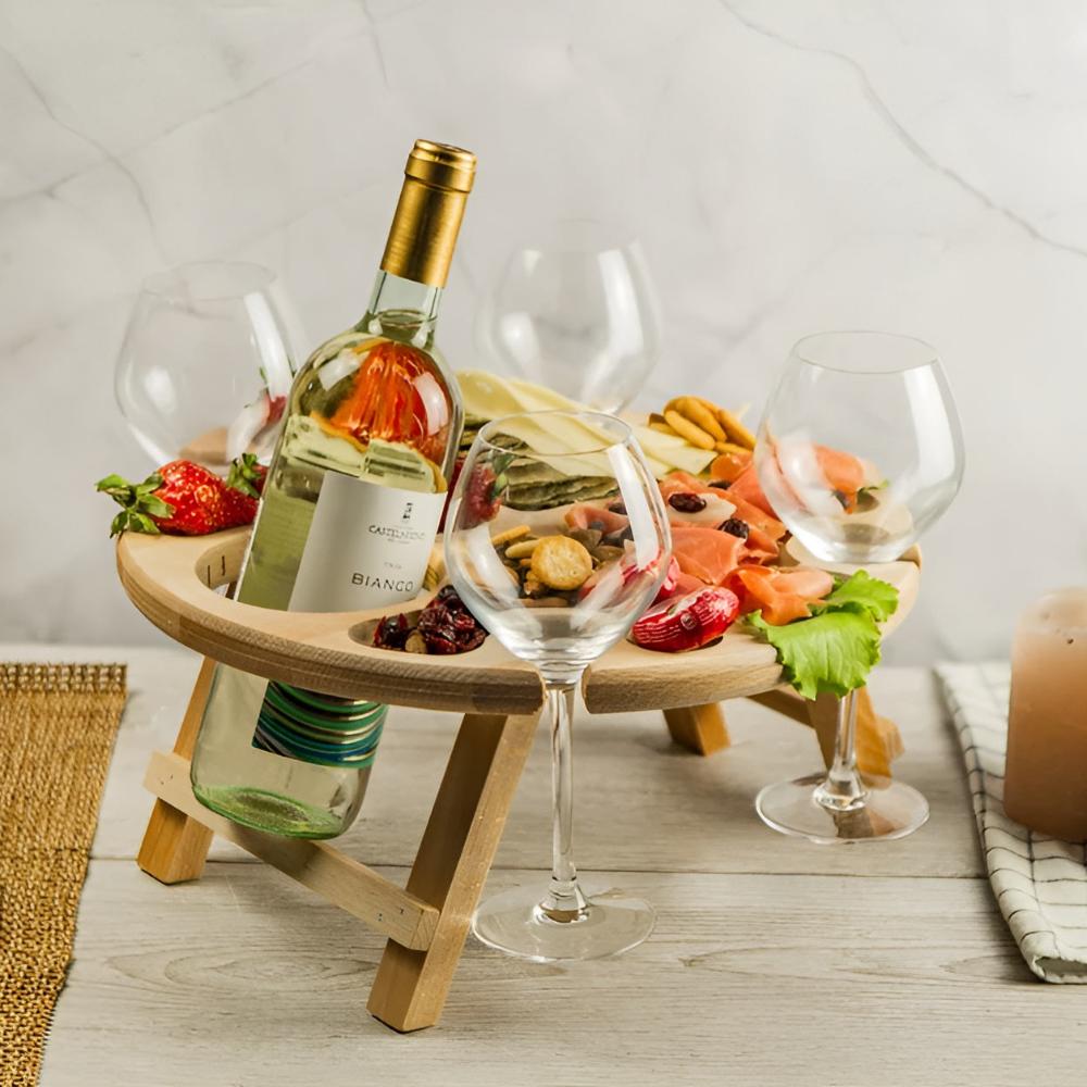 Foldable Picnic Table with Wine Glass Holders