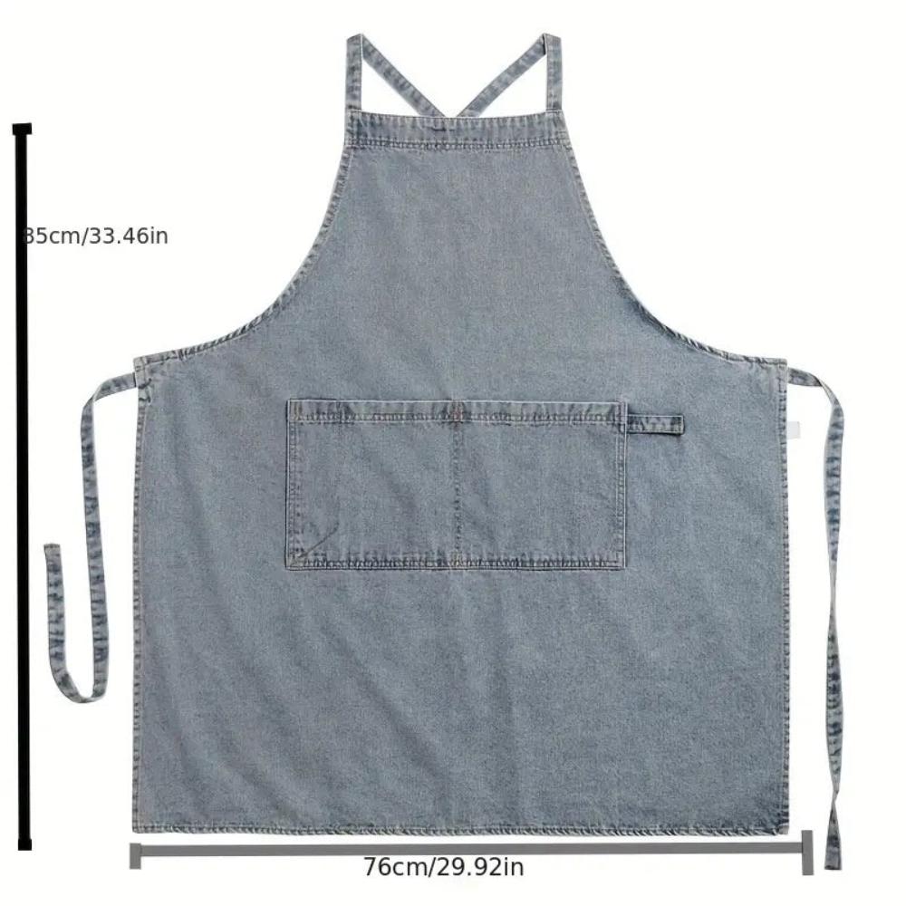 Adjustable Cross-Back Premium Denim Apron with Pockets