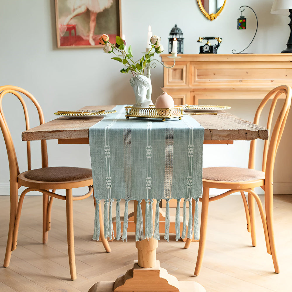 Woven Microfiber Tassel Table Runner