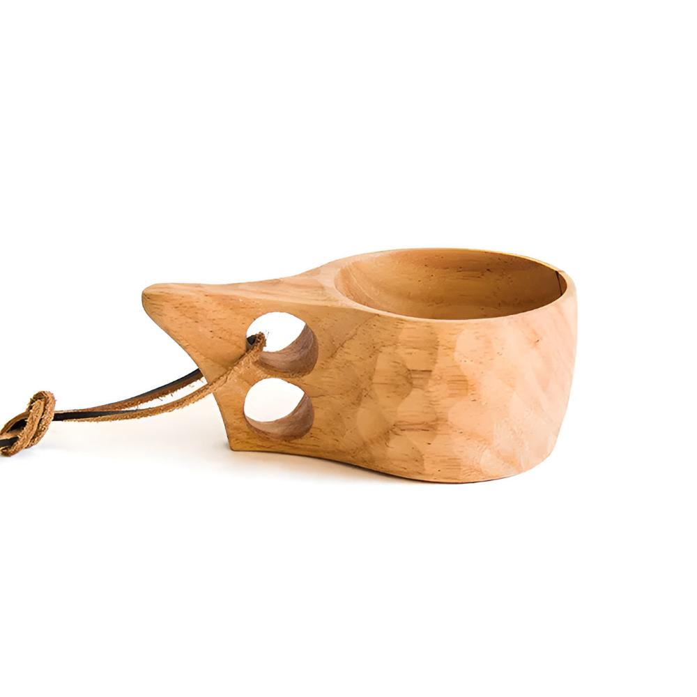 Natural Rubberwood Handcrafted Mug Set