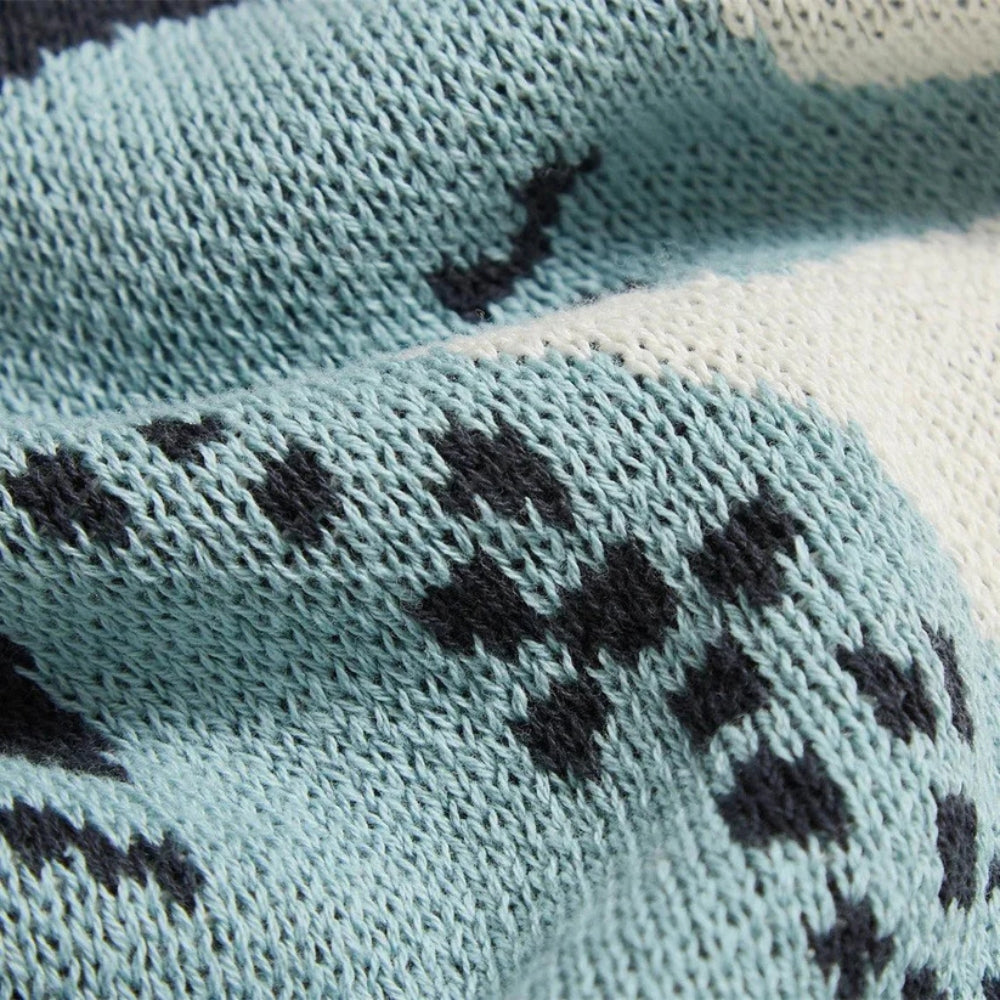 Coastal Seahorse Jacquard Knit Throw Blanket