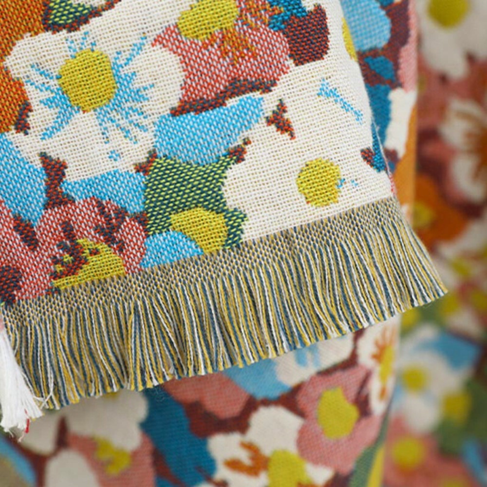 Reversible Floral Cotton Bath Towel