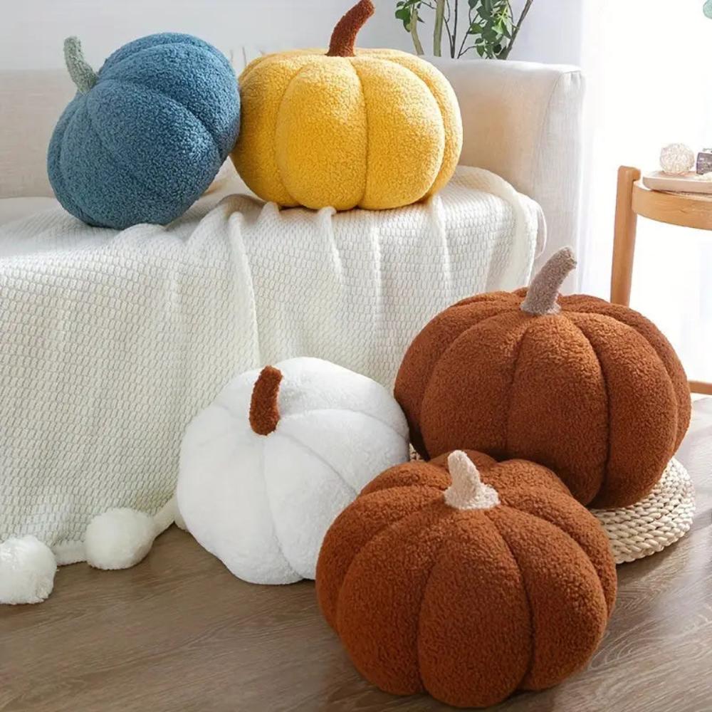 Pumpkin-Shaped Plush Cushions for Autumn Decor