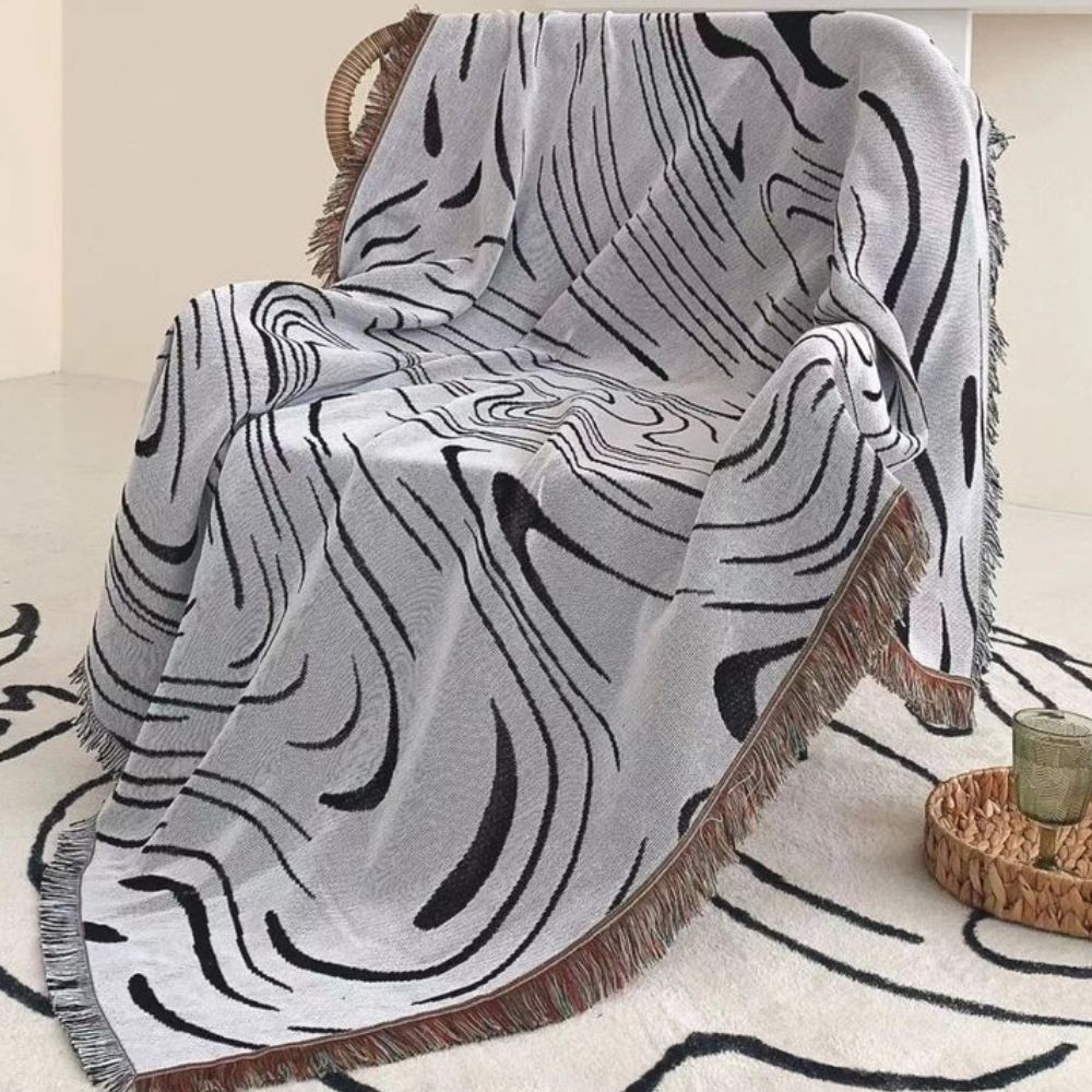Marble Swirl Woven Cotton Throw Blanket