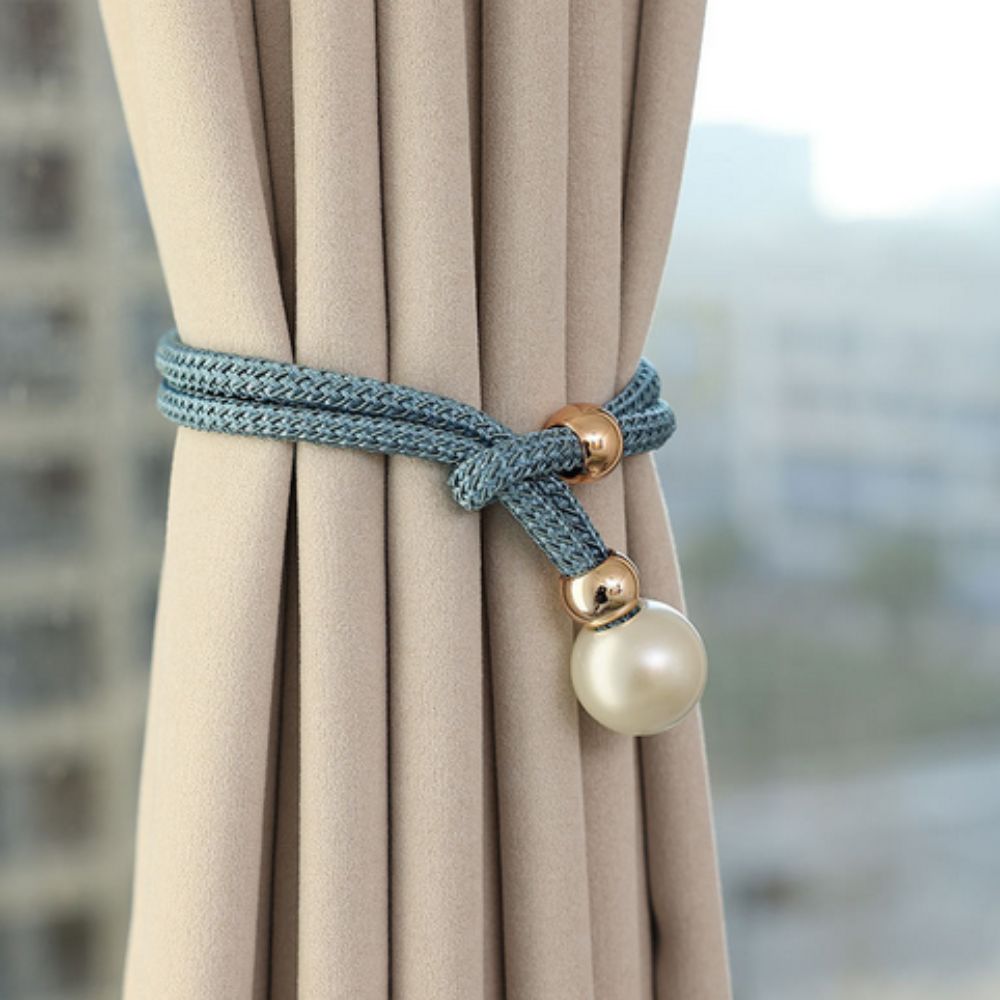 Adjustable Faux Pearl Curtain Tie Backs - 2 Piece Set