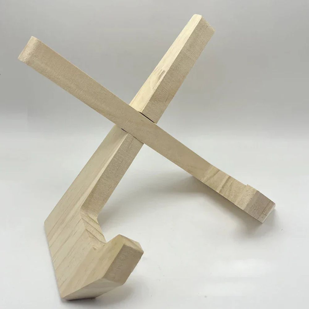 Charcoal Pine Wood Recipe Book Stand with X-Frame Design