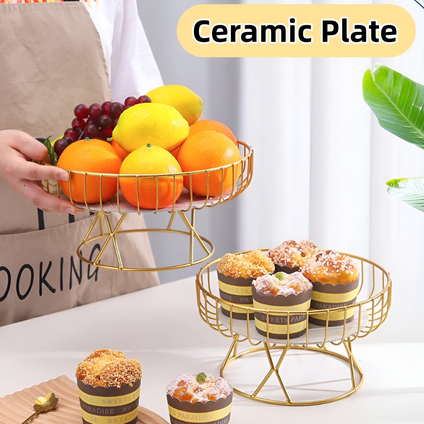 Luxury Handmade Marble Serving Tray with Gold Handles