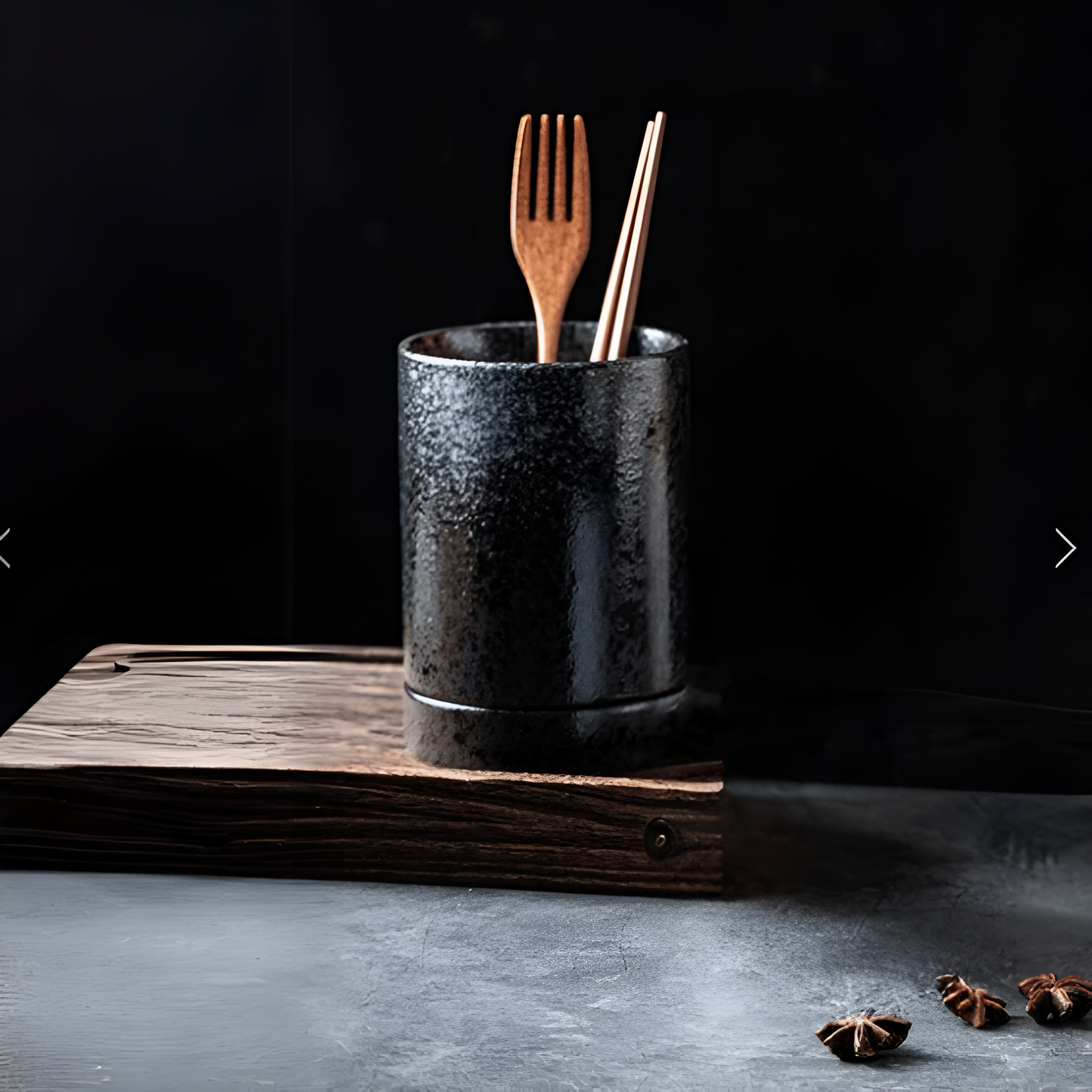 Ceramic Japanese Utensil Holder with Drainage Holes
