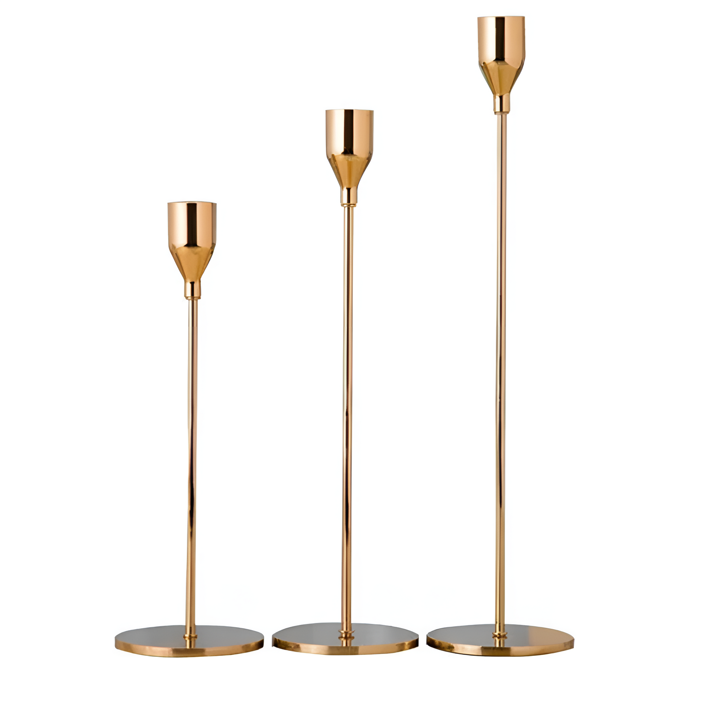 Sleek Metallic Taper Candle Holders Set of 3
