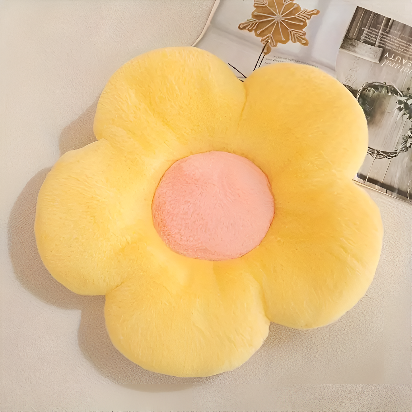 Plush Flower-Shaped Seating Cushion