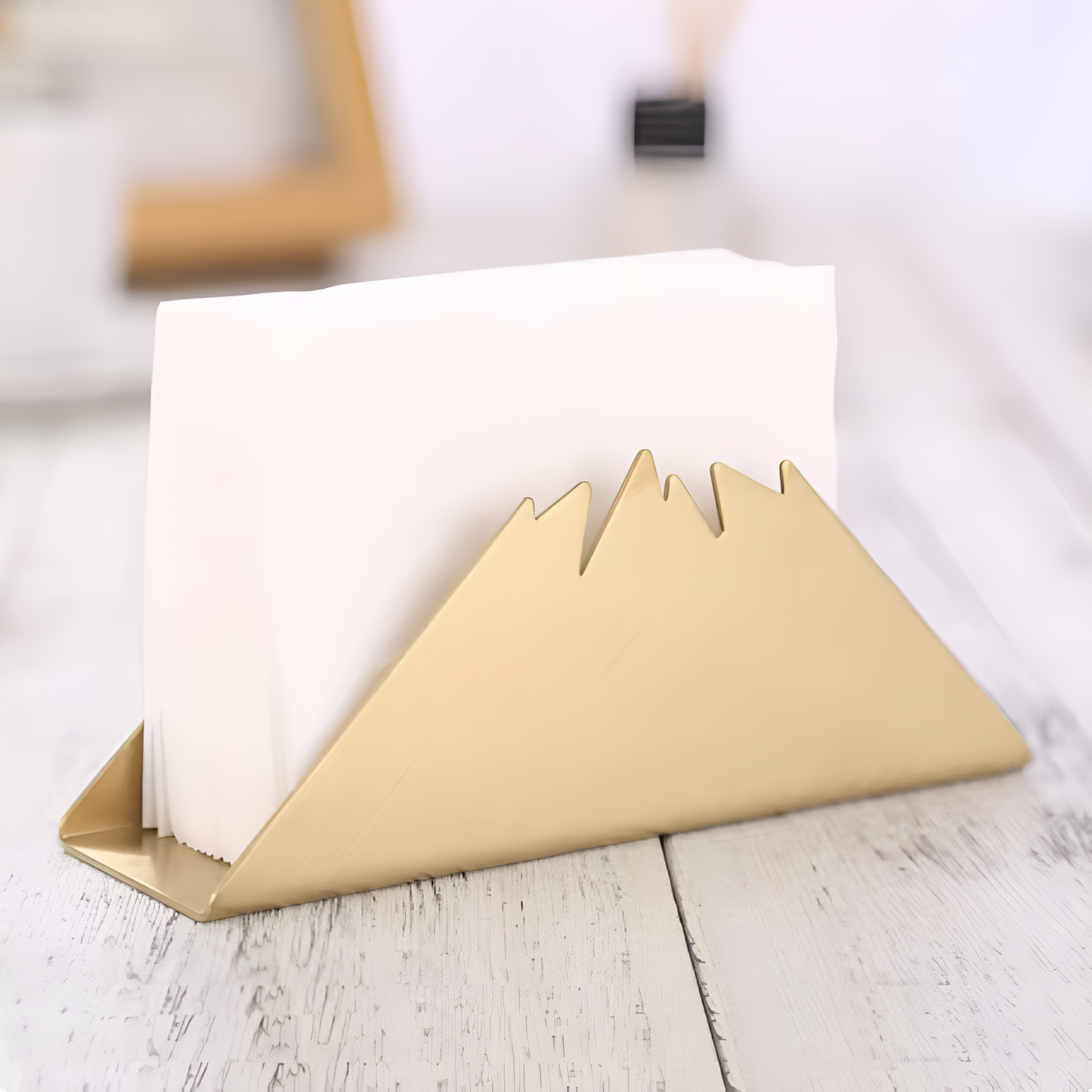 Gold Brass Metallic Napkin Holder with Stable Triangular Design