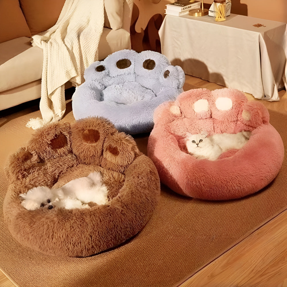 Paw-Shaped Plush Pet Bed for Dogs