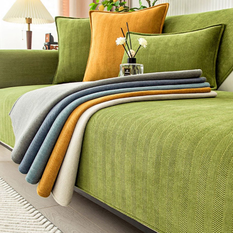 Herringbone Chenille Sofa Cover for Pet and Stain Protection