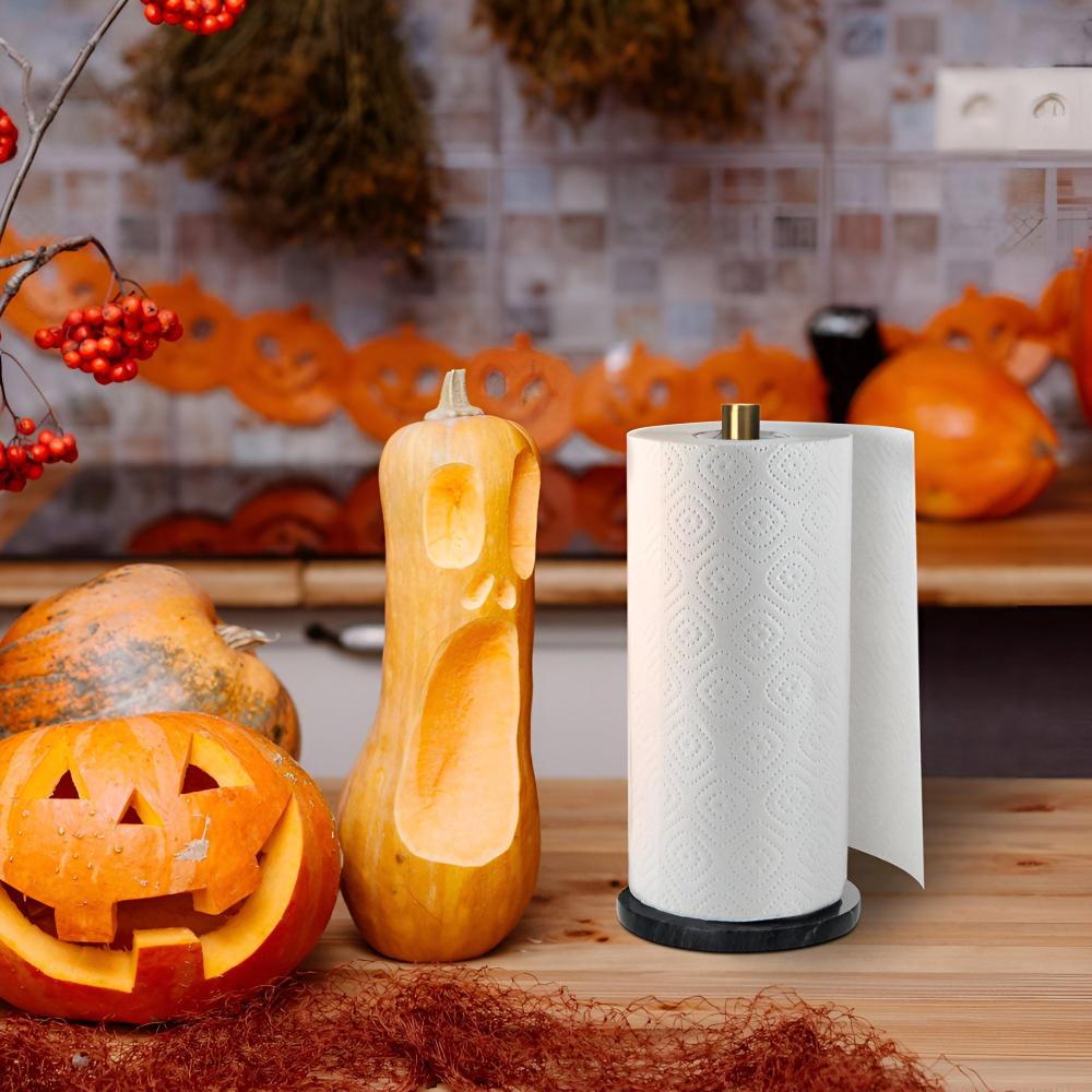 Marble Base Paper Towel Holder with Gold Accents