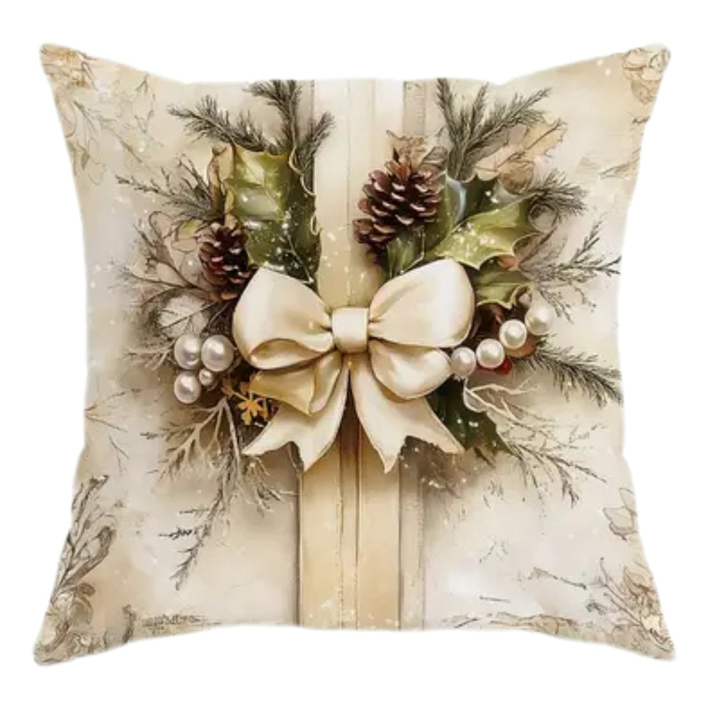 Golden Velvet Christmas Cushion Covers with Santa and Deer Designs