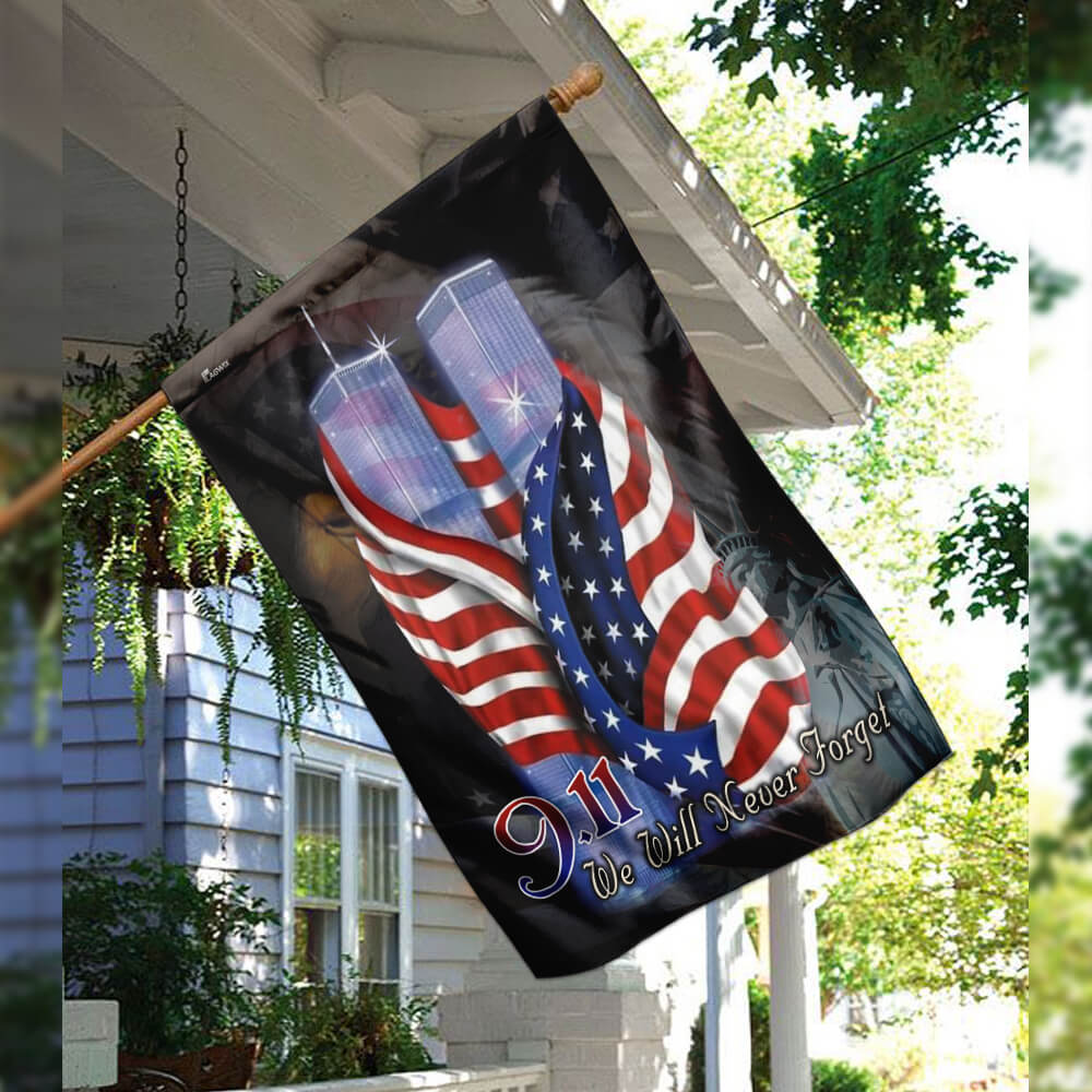 September 11th Never Forget Patriotic Flag - Double-Sided Canvas