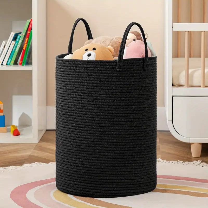Extra-Large Cotton Rope Laundry Hamper Basket with Handles