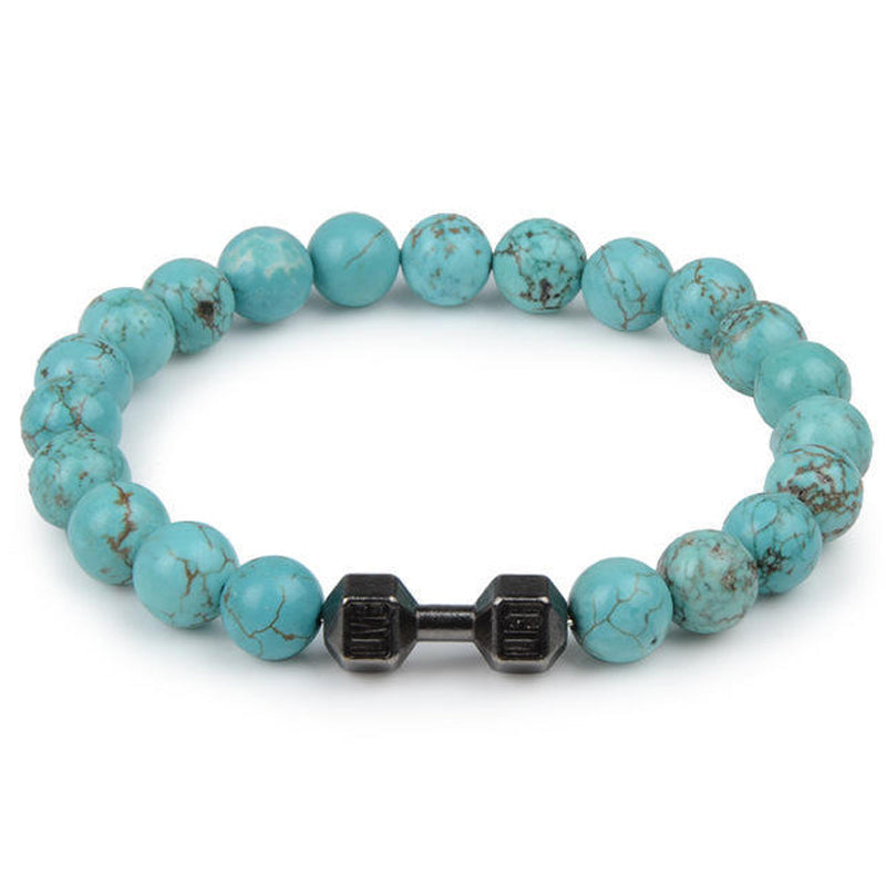 Chakra Dumbbell Bracelet in Black Onyx and Lava Stone