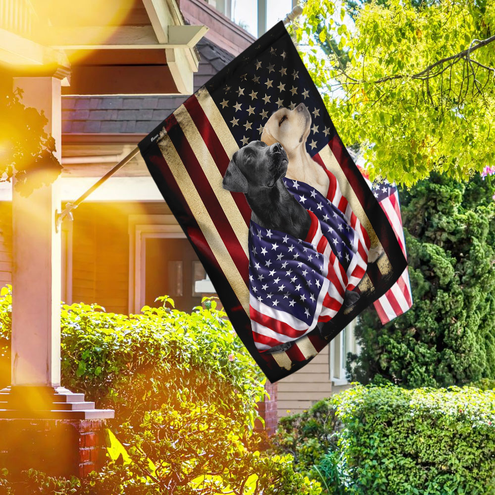 Black and Yellow Labrador Retriever Flag - American Patriot Design, Double-Sided Canvas, 3-Day Shipping