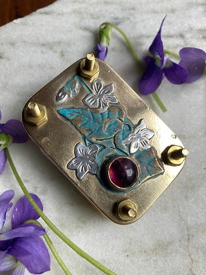 Mini Flower Press with Brass and Silver Details - Portable Botanical Keepsake Maker