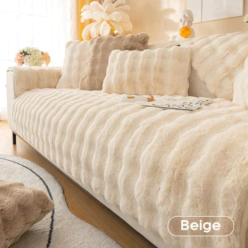 Thick Rabbit Fleece Plush Sofa Cover