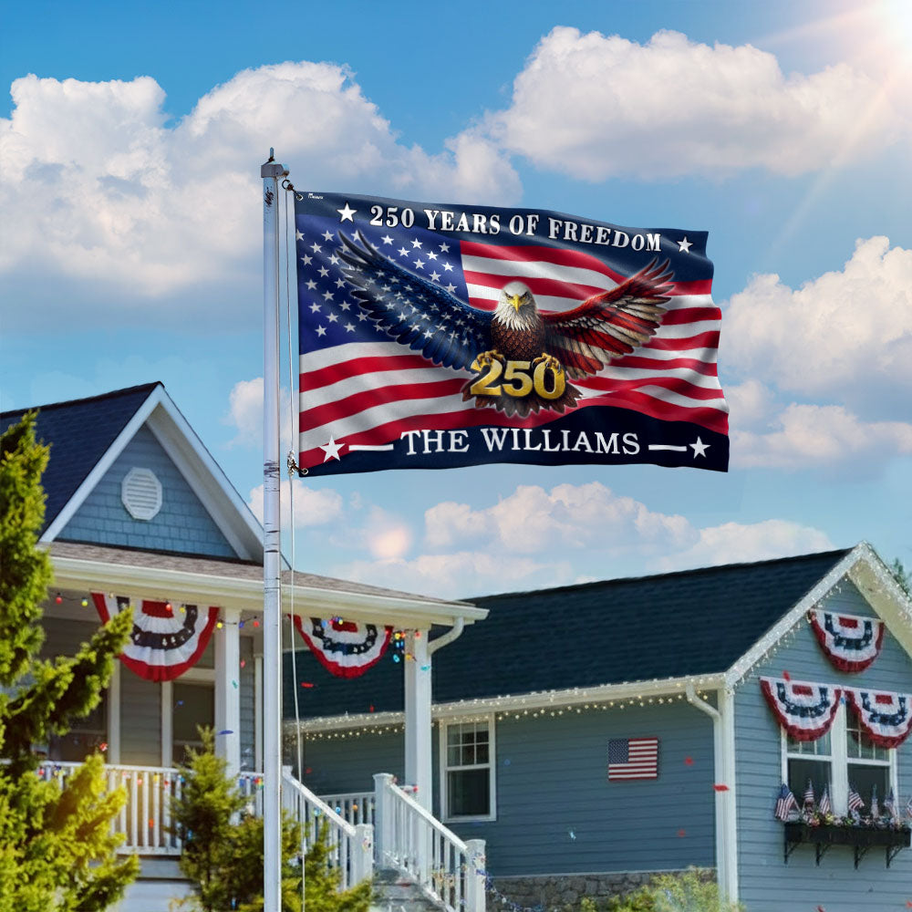 Custom American Flag with Grommets - Personalized 250 Years of Freedom Canvas Flag