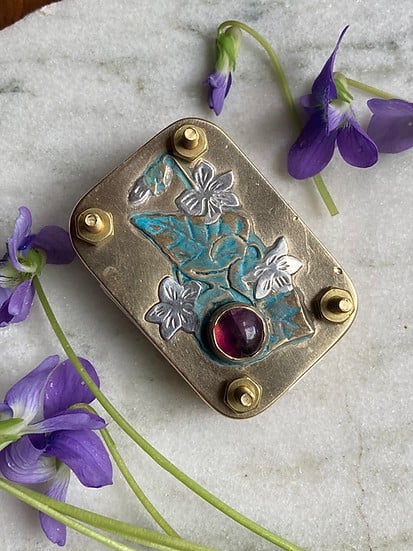 Mini Flower Press with Brass and Silver Details - Portable Botanical Keepsake Maker