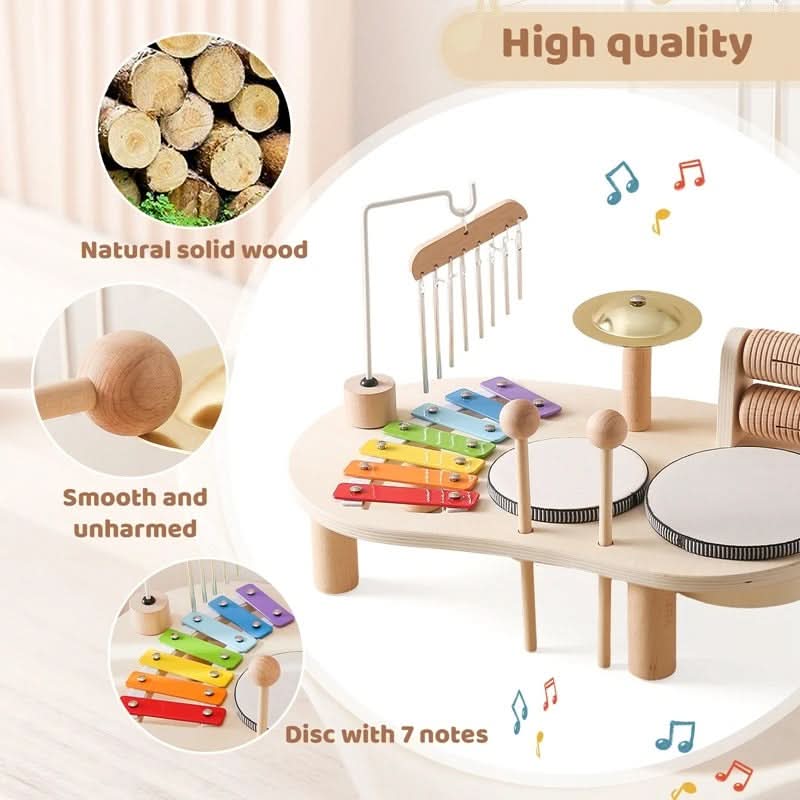 Musical Wooden Toy Set with Xylophone and Instruments for Babies 12 Months+