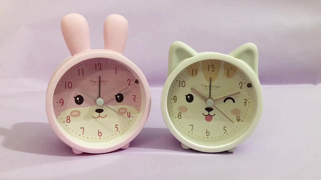 Silent Rabbit Alarm Clock with Night Light for Kids