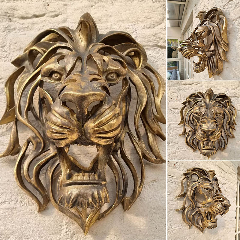 Gold Lion Head Wall Art Decor