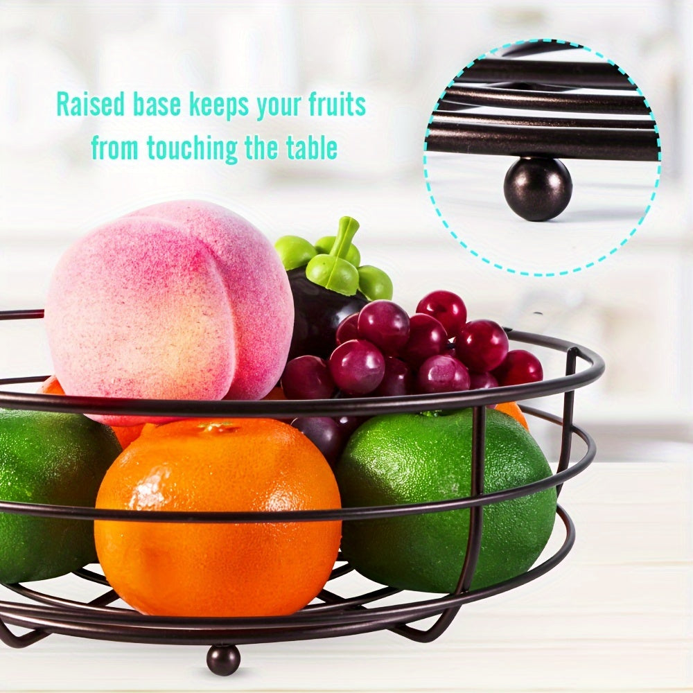 2-Tier Oval Fruit Basket Stand with Banana Hanger