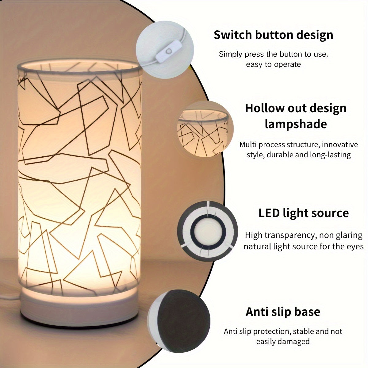 USB Adjustable Modern Cylinder Table Lamp with Warm LED Light