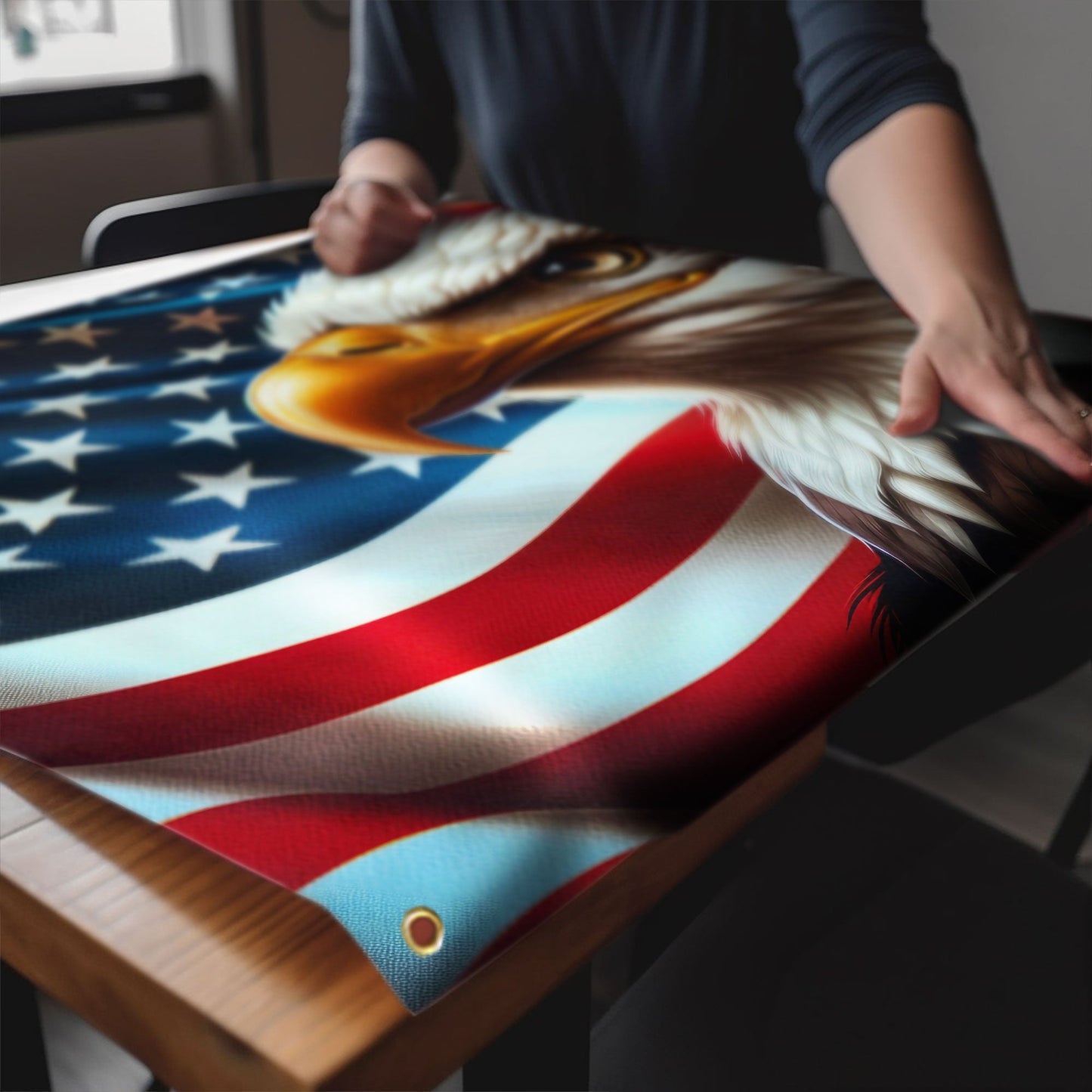 Patriotic Eagle Canvas Grommet Flag - Double-Sided, 3 Sizes Available