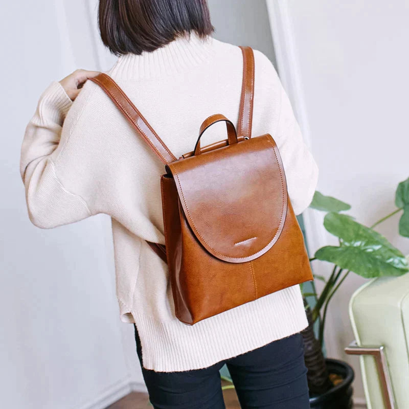 Vegetarian Leather Minimalist Backpack with Adjustable Straps
