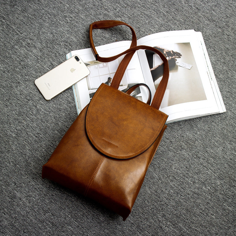 Vegetarian Leather Minimalist Backpack with Adjustable Straps