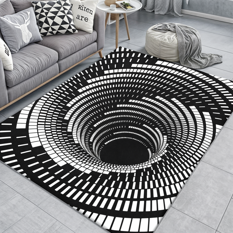 3D Geometric Checkerboard Optical Illusion Mat