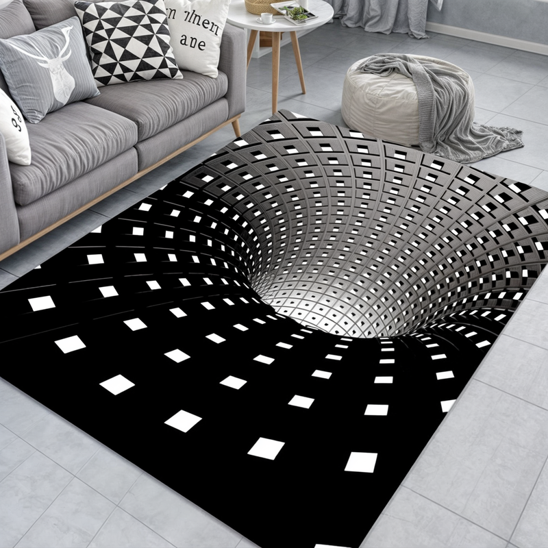 3D Geometric Checkerboard Optical Illusion Mat