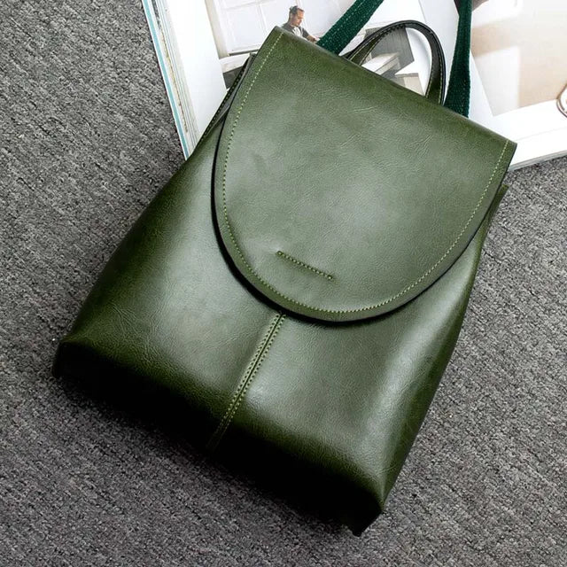 Vegetarian Leather Minimalist Backpack with Adjustable Straps