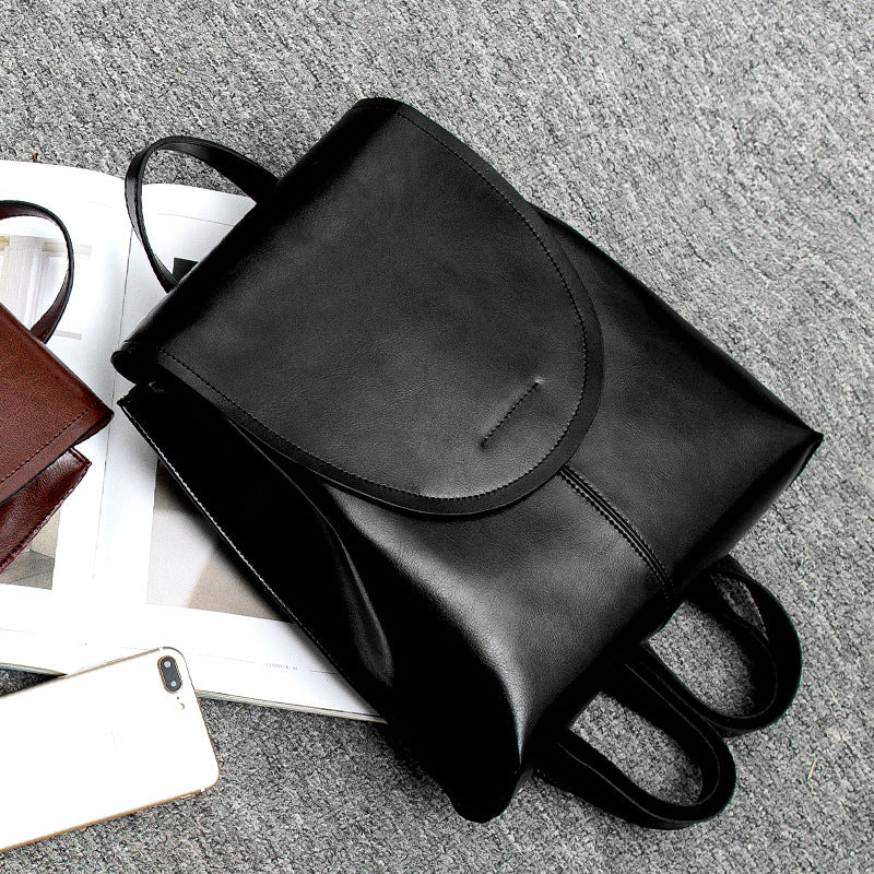 Vegetarian Leather Minimalist Backpack with Adjustable Straps