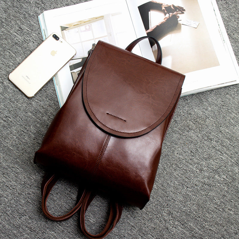 Vegetarian Leather Minimalist Backpack with Adjustable Straps
