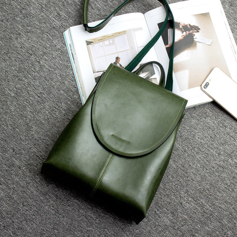 Vegetarian Leather Minimalist Backpack with Adjustable Straps