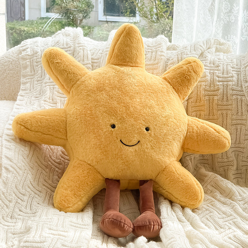 Soft Plush Sun and Moon Decorative Cushions for Kids' Rooms