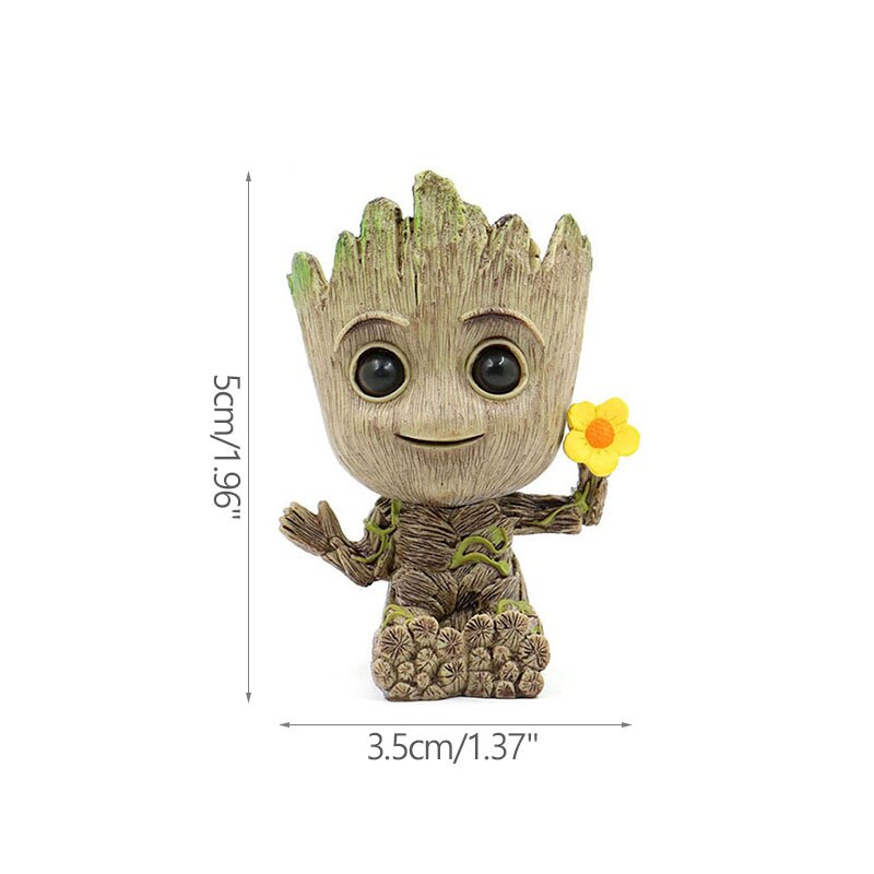 Miniature Groot Figure - Playful Resin Office Decor