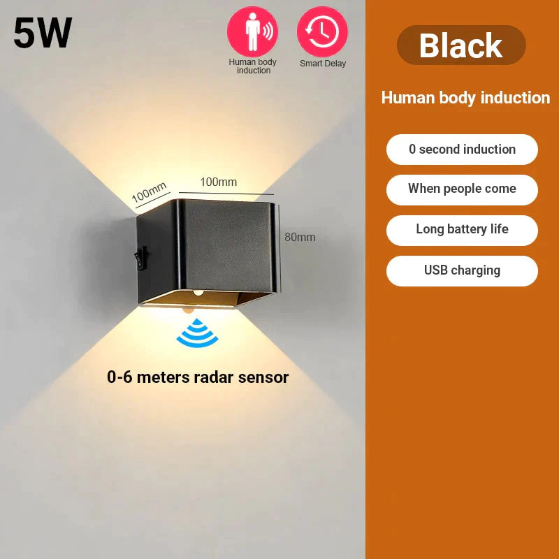 Rechargeable Wireless Wall Lamp with Motion Sensor and Adjustable Dual Lighting