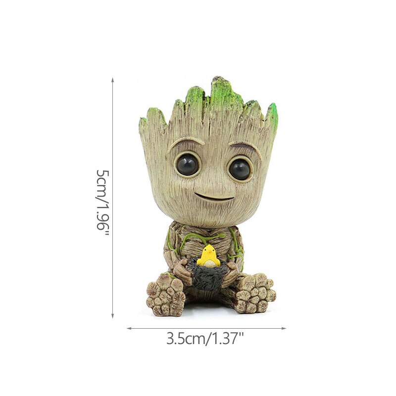 Miniature Groot Figure - Playful Resin Office Decor