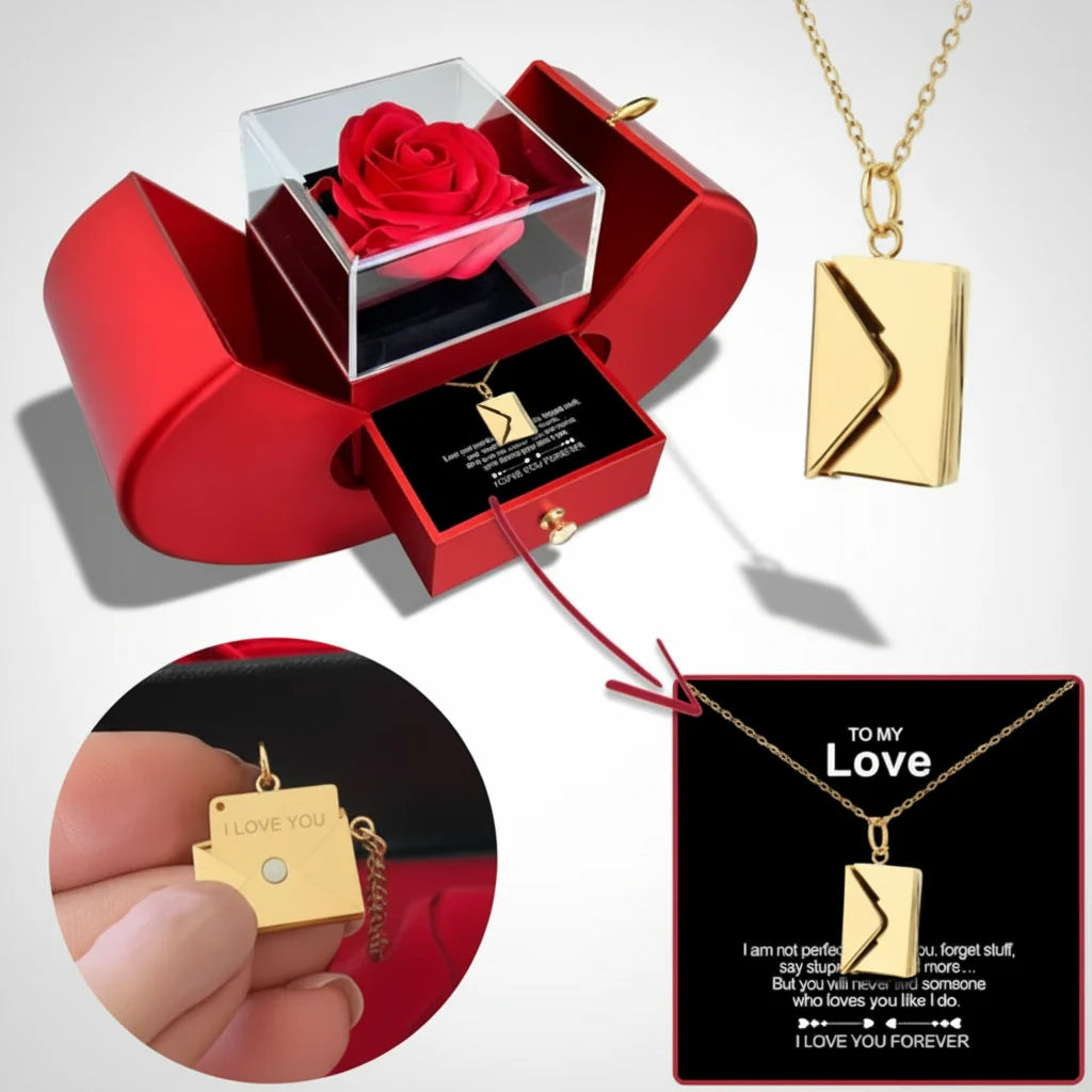 Apple Jewelry Box with Preserved Rose - Timeless Valentine's Gift