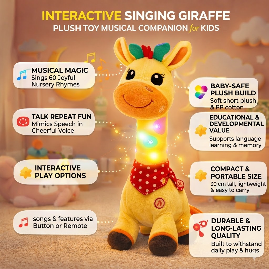 Interactive Singing Giraffe Plush Toy for Kids